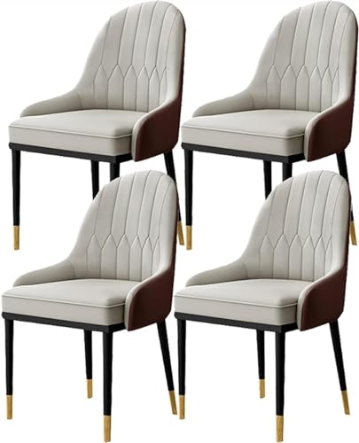 TINGMIAN Esszimmerstühle 4er-Set Moderne Küchen- Und Wohnzimmerstühle PU-Leder Hohe Rückenlehne Weicher Sitz Beistellstuhl Mit Metallbeinen, Wasserdicht(A7) von TINGMIAN