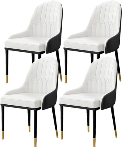 TINGMIAN Esszimmerstühle 4er-Set Moderne Küchen- Und Wohnzimmerstühle PU-Leder Hohe Rückenlehne Weicher Sitz Beistellstuhl Mit Metallbeinen, Wasserdicht(A8) von TINGMIAN