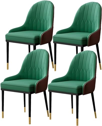 TINGMIAN Esszimmerstühle 4er-Set Moderne Küchen- Und Wohnzimmerstühle PU-Leder Hohe Rückenlehne Weicher Sitz Beistellstuhl Mit Metallbeinen, Wasserdicht(A9) von TINGMIAN