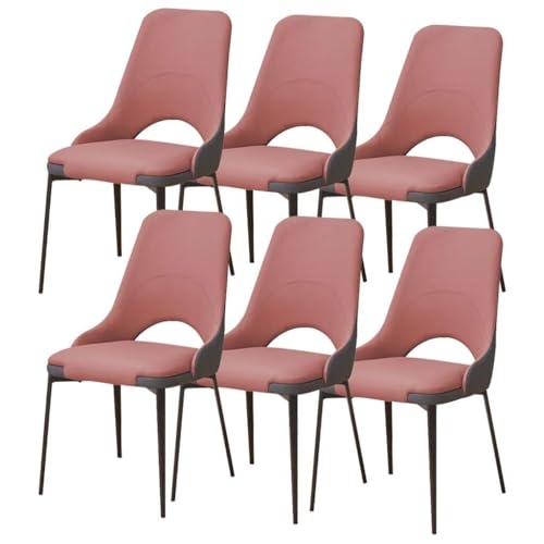 TINGMIAN Esszimmerstühle 6er-Set Beistellstühle Kunstleder Küche Wohnzimmer mit Stuhlbeinen Metall for Gewerbliche Restaurants Zu Hause(Grapefruit Red) von TINGMIAN