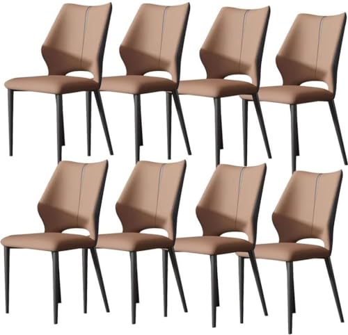 TINGMIAN Esszimmerstühle 8er-Set Kunstleder Küche Wohnzimmer Lounge-Thekenstühle Schreibtischstuhl Haushalt for Büro, Lounge, Esszimmer, Küche, Schlafzimmer(Coffee Color) von TINGMIAN