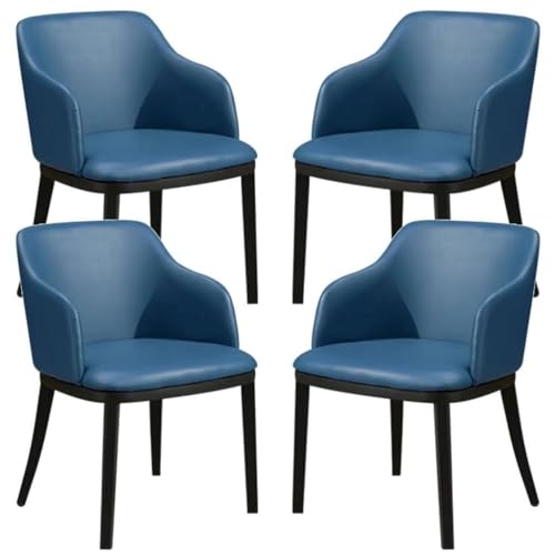 TINGMIAN Esszimmerstühle Kunstleder 4er-Set Metall-Eisenbeine, Küchen-Empfangsstuhl Theken-Lounge-Freizeitsessel (Color : Blue) von TINGMIAN