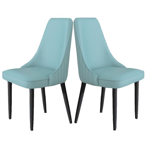 TINGMIAN Esszimmerstühle Pu-Leder 2er-Set Gepolsterte Küchenstühle Akzentstühle Beistellstuhl mit Hoher Rückenlehne Und Metallbeinen for Wohnzimmer/Esszimmer/Schlafzimmer/Restaurant(Blue2) von TINGMIAN