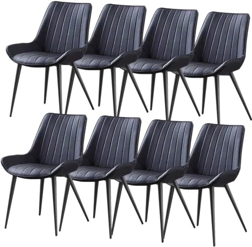 TINGMIAN Esszimmerstuhl-Set PU-Leder 8er-Set Küchen-Seitenstuhl Lounge-Thekenstühle Wohnzimmer Stabile Metallbeine(Negro,Black Leg) von TINGMIAN