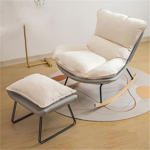 TINGMIAN Gemütlicher Schaukelstuhl Innenbereich mit Fußstütze,Moderner Schaukelstuhl Mit Akzent Wohnzimmer Im Schlafzimmer,Perfekter Lesesessel for Ultimativen Komfort(Gray) von TINGMIAN