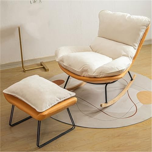 TINGMIAN Gemütlicher Schaukelstuhl Innenbereich mit Fußstütze,Moderner Schaukelstuhl Mit Akzent Wohnzimmer Im Schlafzimmer,Perfekter Lesesessel for Ultimativen Komfort(Orange) von TINGMIAN