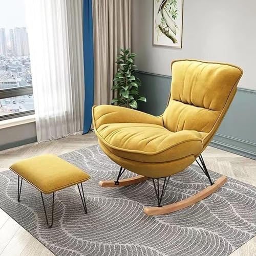 TINGMIAN Gepolsterter Schaukelstuhl Lazy Sofa Erwachsene Mit Liegefunktion, Bequemer Schaukelstuhl Wohnzimmer Mit Fußschemel for Das Wohnzimmer Und Das Schlafzimmer Zu Hause(C) von TINGMIAN