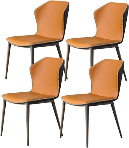 TINGMIAN Küchen Esszimmermöbel-Stühle 4er-Set Modernes Mikrofaser-Leder Weiche Sitzfläche mit Hoher Rückenlehne Wohnzimmer-Beistellstühle, Mit Füßen Aus Antikem Kupferimitat(Orange) von TINGMIAN