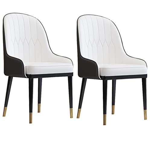TINGMIAN Küchen-Esszimmerstühle, 2er-Set, mit Armlehnen, Rückenlehne, wasserdicht, PU-Seitenstuhl für Büro, Lounge, Esszimmer (weiß + grau) von TINGMIAN