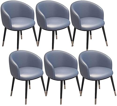 TINGMIAN Küchen-Esszimmerstühle, 6er-Set, PU-Leder, Sitzlehne, Metallbeine, Küchenstühle für Esszimmer, Wohnzimmer, Empfang, Bürostühle (blau) von TINGMIAN