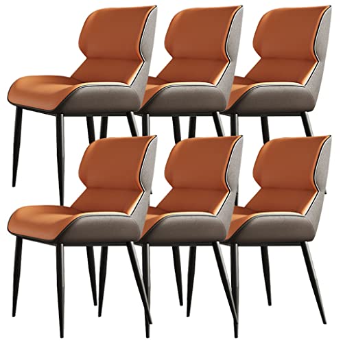 TINGMIAN Esszimmerstühle 6er Set Moderner Mikrofaser Leder Küchenstuhl Ergonomischer Sitz Feste Stuhlbeine Aus Kohlenstoffstahl Metal(Orange) von TINGMIAN