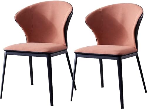 TINGMIAN Küchen Esszimmerstühle 2er-Set Moderne Beistellstühle Wohnzimmer Mid-Century-Stil mit Gepolstertem Sitz Aus Weichem Technischem Stoff Und Beinen Karbonstahl(Orange Red) von TINGMIAN