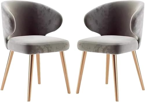 TINGMIAN Küchen-Esszimmerstühle 2er-Set Moderner Wohnzimmersessel mit Metallbeinen, Sitzfläche Und Rückenlehne Samt for Büro, Lounge Esszimmer, Küche, Schlafzimmer(Gray) von TINGMIAN