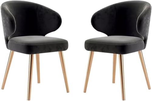 TINGMIAN Küchen-Esszimmerstühle 2er-Set Moderner Wohnzimmersessel mit Metallbeinen, Sitzfläche Und Rückenlehne Samt for Büro, Lounge Esszimmer, Küche, Schlafzimmer(Negro) von TINGMIAN