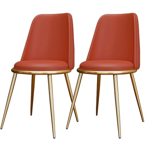 TINGMIAN Küchen Esszimmerstühle 2er-Set wasserdichte Wohnzimmerstühle PU-Leder Mit Metallbeinen Weich Gepolsterter Sitzfläche Und Rückenlehne for Büro Lounge Küche, Schlafzimmer(Orange) von TINGMIAN