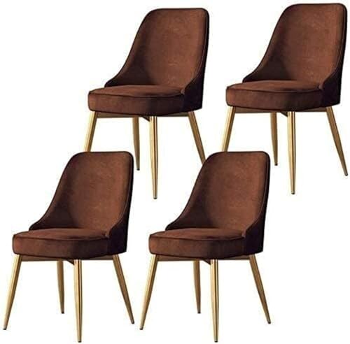 TINGMIAN Küchen Esszimmerstühle 4er-Set Weiches Flanellkissen Metallbeine rutschfeste Füße Wohnzimmerstuhl Büro Küche Lounge Esszimmerstuhl(B) von TINGMIAN