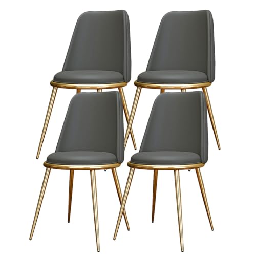 TINGMIAN Küchen Esszimmerstühle 4er-Set wasserdichte Wohnzimmerstühle PU-Leder Mit Metallbeinen Weich Gepolsterter Sitzfläche Und Rückenlehne for Büro Lounge Küche, Schlafzimmer(Dark Gray) von TINGMIAN