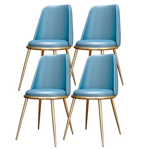 TINGMIAN Küchen Esszimmerstühle 4er-Set wasserdichte Wohnzimmerstühle PU-Leder Mit Metallbeinen Weich Gepolsterter Sitzfläche Und Rückenlehne for Büro Lounge Küche, Schlafzimmer(Light Blue) von TINGMIAN