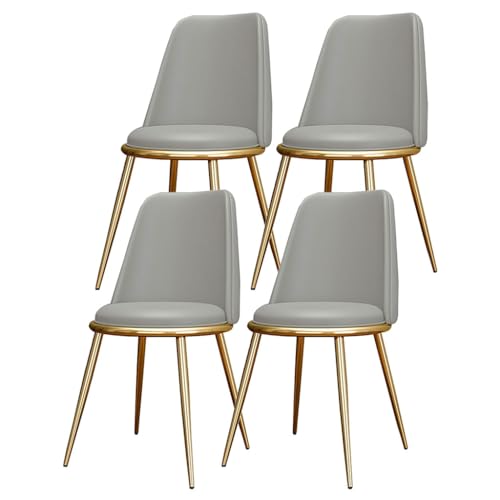 TINGMIAN Küchen Esszimmerstühle 4er-Set wasserdichte Wohnzimmerstühle PU-Leder Mit Metallbeinen Weich Gepolsterter Sitzfläche Und Rückenlehne for Büro Lounge Küche, Schlafzimmer(Light Gray) von TINGMIAN