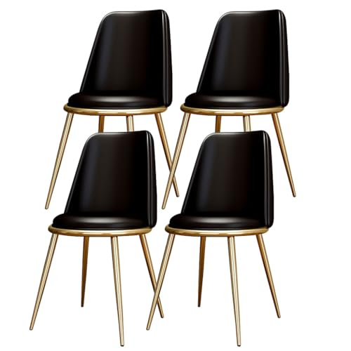 TINGMIAN Küchen Esszimmerstühle 4er-Set wasserdichte Wohnzimmerstühle PU-Leder Mit Metallbeinen Weich Gepolsterter Sitzfläche Und Rückenlehne for Büro Lounge Küche, Schlafzimmer(Negro) von TINGMIAN