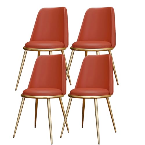 TINGMIAN Küchen Esszimmerstühle 4er-Set wasserdichte Wohnzimmerstühle PU-Leder Mit Metallbeinen Weich Gepolsterter Sitzfläche Und Rückenlehne for Büro Lounge Küche, Schlafzimmer(Orange) von TINGMIAN