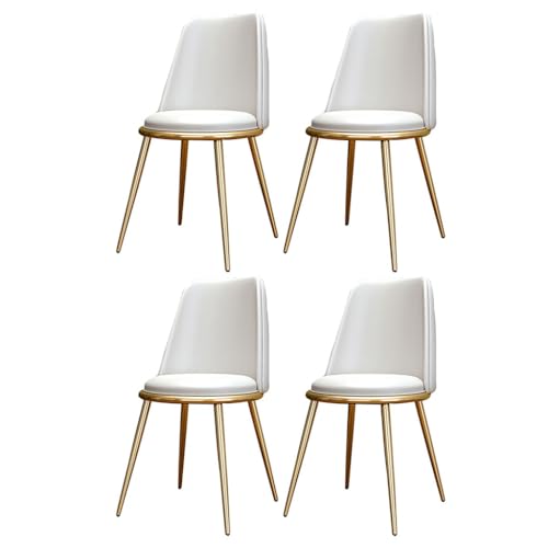 TINGMIAN Küchen Esszimmerstühle 4er-Set wasserdichte Wohnzimmerstühle PU-Leder Mit Metallbeinen Weich Gepolsterter Sitzfläche Und Rückenlehne for Büro Lounge Küche, Schlafzimmer(White) von TINGMIAN