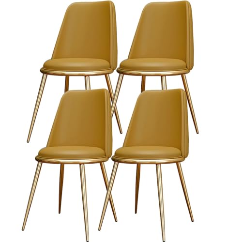 TINGMIAN Küchen Esszimmerstühle 4er-Set wasserdichte Wohnzimmerstühle PU-Leder Mit Metallbeinen Weich Gepolsterter Sitzfläche Und Rückenlehne for Büro Lounge Küche, Schlafzimmer(Yellow) von TINGMIAN