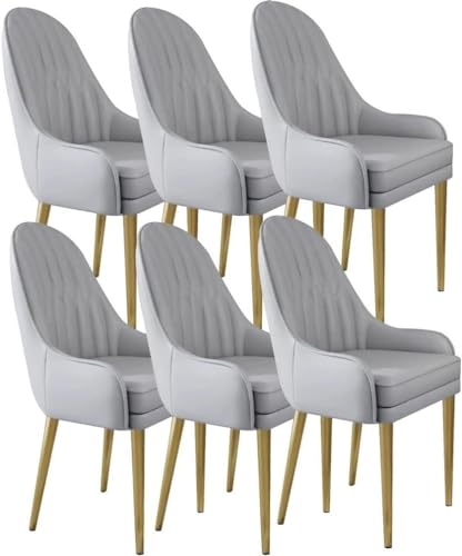 TINGMIAN Küchen-Esszimmerstühle 6er-Set Lounge-Thekenstühle Mikrofaserleder Wohnzimmer Stabile Metallbeine Karbonstahl for Die Bürolounge, Esszimmerküche(Light Grey) von TINGMIAN