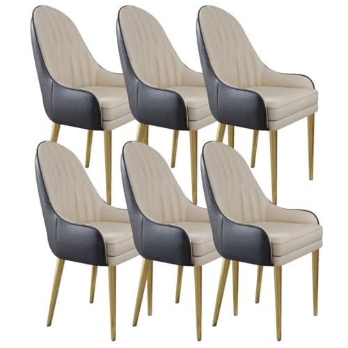 TINGMIAN Küchen-Esszimmerstühle 6er-Set Wohnzimmer-Lounge-Thekenstühle Mikrofaserleder Stabile Metallbeine Aus Karbonstahl for Büro Lounge Esszimmer Küche, Schlafzimmer(Black+Offwhite) von TINGMIAN