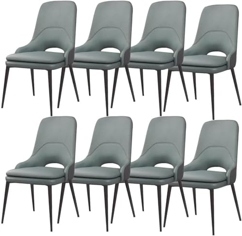 TINGMIAN Küchen Esszimmerstühle 8er-Set Kunstleder Wohnzimmer-Seitenstuhl Ergonomischer Sitz Stabile Metallbeine Karbonstahl(Light Green) von TINGMIAN