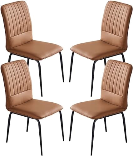 TINGMIAN Küchen Esszimmerstühle PU-Leder 4er-Set Moderne Küche Gepolsterter Weicher Sitz mit Hoher Rückenlehne Mit Stuhlbeinen Aus Metall for Gewerbliche Restaurants Zu Hause(Orange) von TINGMIAN
