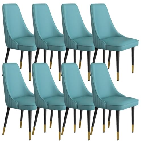 TINGMIAN Küchen-Esszimmerstühle aus Mikrofaser-Leder, stabile Karbonstahl-Metallbeine für Büro, Lounge, Esszimmer, Küche, Schlafzimmer (Farbe: Seeblau, Größe: Einheitsgröße) von TINGMIAN
