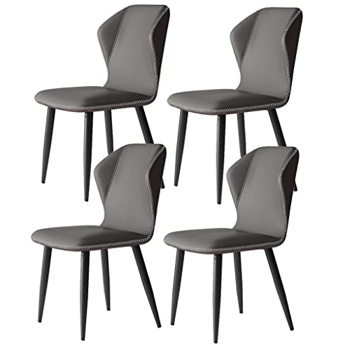 TINGMIAN Küchen-Esszimmerstuhl-Set aus PU-Leder, mit Rückenlehne, weiches Kissen und Stuhlfüße aus Karbonstahl, für Wohnzimmer, Schlafzimmer, Küche (Grau, B) von TINGMIAN