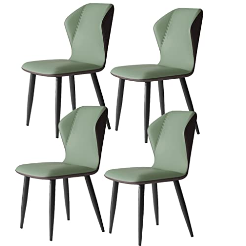 TINGMIAN Küchen-Esszimmerstuhl-Set aus PU-Leder, mit Rückenlehne, weiches Kissen und Stuhlfüße aus Karbonstahl, für Wohnzimmer, Schlafzimmer, Küche (Grün, A) von TINGMIAN