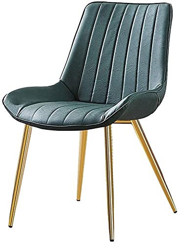 TINGMIAN Küchen-Metallbeine, Wohnzimmerstuhl, schlichter und moderner Designer-Bürostuhl, Schmiedeeisen, Leder-Rückenlehne, Eckstuhl (grün) von TINGMIAN