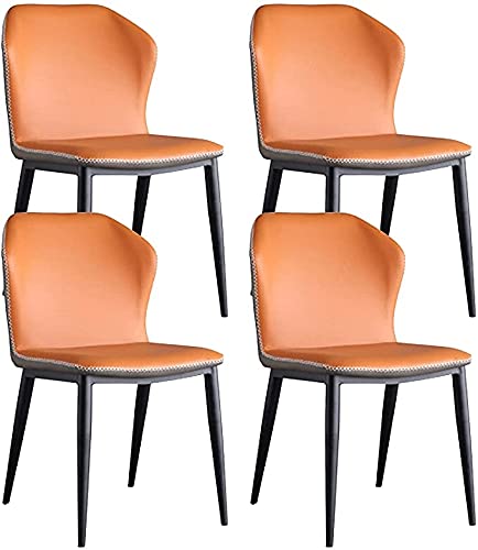 TINGMIAN Küchen- und Esszimmerstuhl-Set, modern, schwarze Beine aus Karbonstahl, Rückenlehne, Lederstuhl, Restaurant, Hotel, Konferenzraum, Bürostuhl (orange), 4 Stück von TINGMIAN