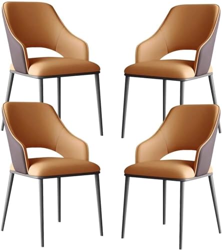 TINGMIAN Küchensessel-Set mit 4 Stück Esszimmerstühle Mikrofaser-Leder Lounge-Thekenstühle Wohnzimmer Stabile Metallbeine for Büro, Lounge, Esszimmer, Küche, Schlafzimmer(Orange+Brown) von TINGMIAN