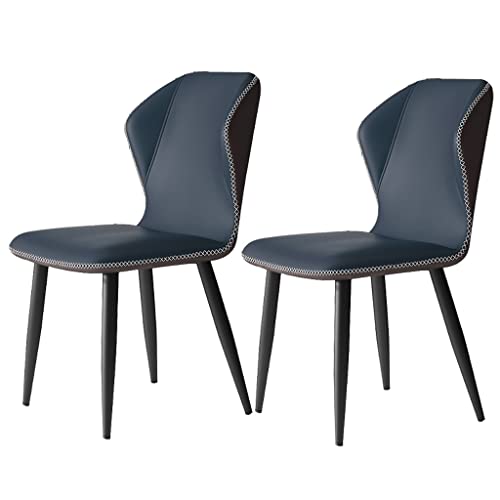 TINGMIAN Küchenstühle, modernes Design, 2er-Set, PU-Leder, hohe Rückenlehne, gepolstert, weicher Sitz, Empfangsstuhl für Büro, Lounge, Esszimmer, Küche, Schlafzimmer (Blau, B) von TINGMIAN