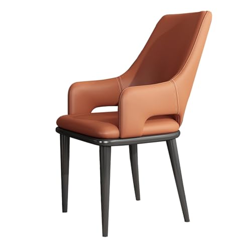 TINGMIAN Moderne Esszimmerstühle Küchenarmsessel Moderner Gepolsterter Weicher Sitz Aus PU-Leder Mit Hoher Rückenlehne Und Metallbeinen for Büro Lounge Esszimmer Küchen Und Wohnzimmerstühle(Orange) von TINGMIAN