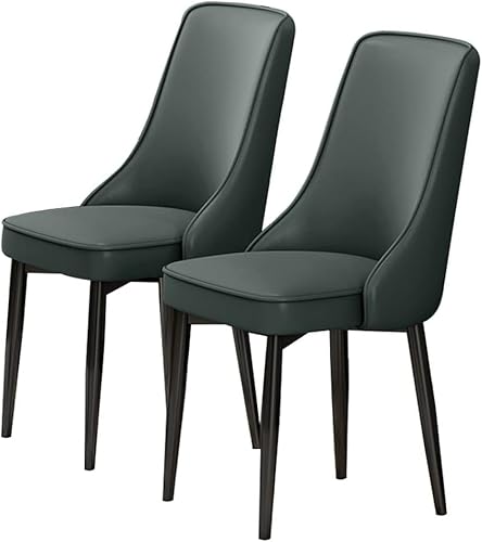 TINGMIAN Moderne Esszimmerstühle PU-Leder 2er-Set Hohe Rückenlehne Gepolsterter Weicher Sitz Beine Aus Karbonstahl for Lounge Esszimmer Küche Schlafzimmer(Dark Green) von TINGMIAN