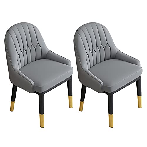 TINGMIAN Moderne Küchen-Esszimmerstühle, Kunstleder, Akzentstühle, hohe Rückenlehne, weicher Sitz, Wohnzimmerstühle, Metallbeine, Büro-Lounge-Stuhl, Dunkelgrau, 2er-Set von TINGMIAN