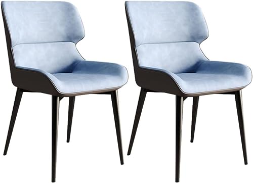 TINGMIAN Moderne Küchen-Esszimmerstühle 2er-Set Wasserfester Beistellstuhl PU-Leder mit Beinen Karbonstahl Küchen- Und Wohnzimmer-Lounge-Thekenstühle(Blue) von TINGMIAN