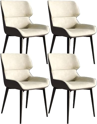 TINGMIAN Moderne Küchen-Esszimmerstühle 4er-Set Wasserdichter Beistellstuhl PU Leder Mit Beinen Karbonstahl, Stühle for Küche Das Wohnzimmer Lounge Und Die Theke(Beige) von TINGMIAN