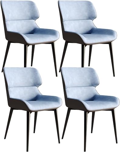 TINGMIAN Moderne Küchen-Esszimmerstühle 4er-Set Wasserdichter Beistellstuhl PU Leder Mit Beinen Karbonstahl, Stühle for Küche Das Wohnzimmer Lounge Und Die Theke(Blue) von TINGMIAN