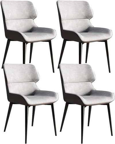 TINGMIAN Moderne Küchen-Esszimmerstühle 4er-Set Wasserdichter Beistellstuhl PU Leder Mit Beinen Karbonstahl, Stühle for Küche Das Wohnzimmer Lounge Und Die Theke(Dark Gray) von TINGMIAN