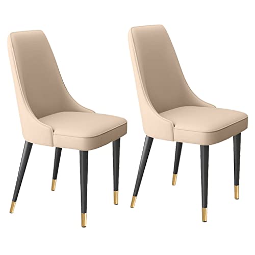 TINGMIAN Moderne Wohnzimmer-Seitenstühle, 2er-Set, mit weichem Mikrofaser-Leder und Metallbeinen, Küchen-Latex-Pad, Esszimmerstühle (Beige) von TINGMIAN