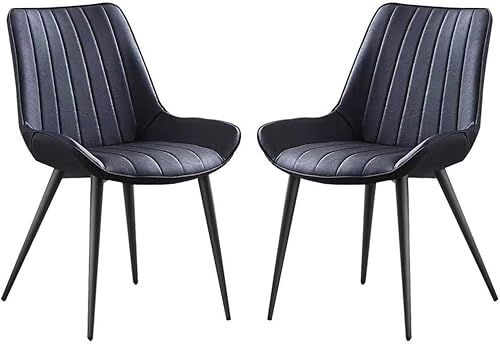 TINGMIAN Modernes Esszimmerstuhl-Set mit 2 Stück Lounge-Thekenstühle Küche Und Wohnzimmer Stabile Metallbeine, Beistellstuhl Pu-Leder for Büro, Lounge, Esszimmer, Küche, Schlafzimmer(Negro,Black Leg) von TINGMIAN