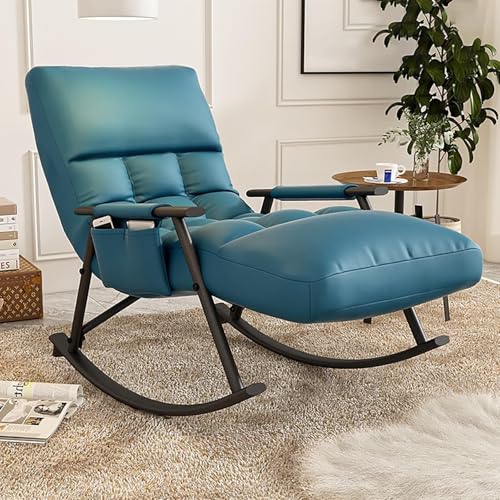 TINGMIAN Schaukelstühle Metall mit Hoher Rückenlehne Wohnzimmer Und Schlafzimmer,Schaukelstuhl Mit Hoher Rückenlehne Sessel Moderne Schaukelstühle(Blue) von TINGMIAN