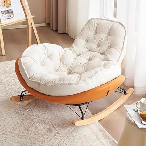 TINGMIAN Schaukelstuhl Moderne Hirschleder Samt Hohe Rückenlehne Bequem Entspannen Für Schlafzimmer Wohnzimmer(Orange) von TINGMIAN