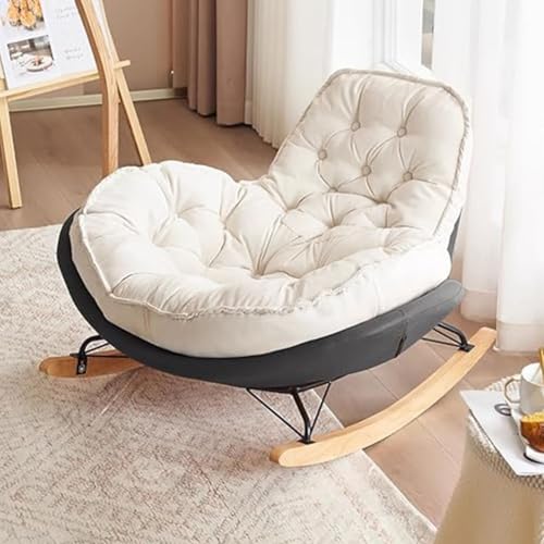TINGMIAN Schaukelstuhl Moderne Hirschleder Samt Hohe Rückenlehne Bequem Entspannen für Schlafzimmer Wohnzimmer(Dunkelgrau) von TINGMIAN